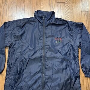 Vintage USA Olympics Jacket Full Zip Windbreaker Blue Men's XL Track Y2K America